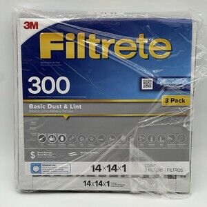3-Pack of 3M Filtrete Basic Air Filter 14"x14"x1" Reduce Lint Dust Mite Debris